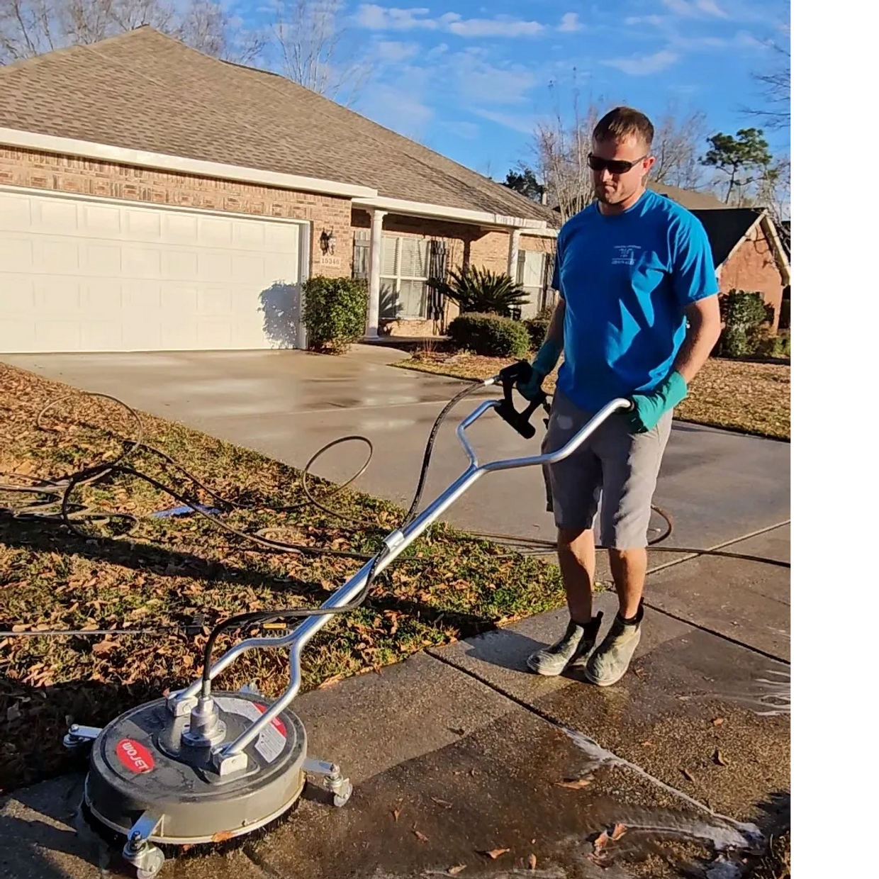 Concrete cleaning with our surface cleaner.