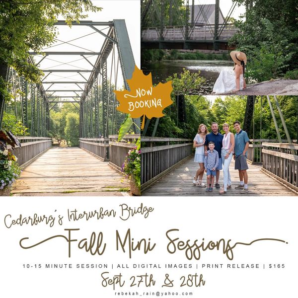 Fall mini photo sessions at Cedarburg's Interurban Bridge.