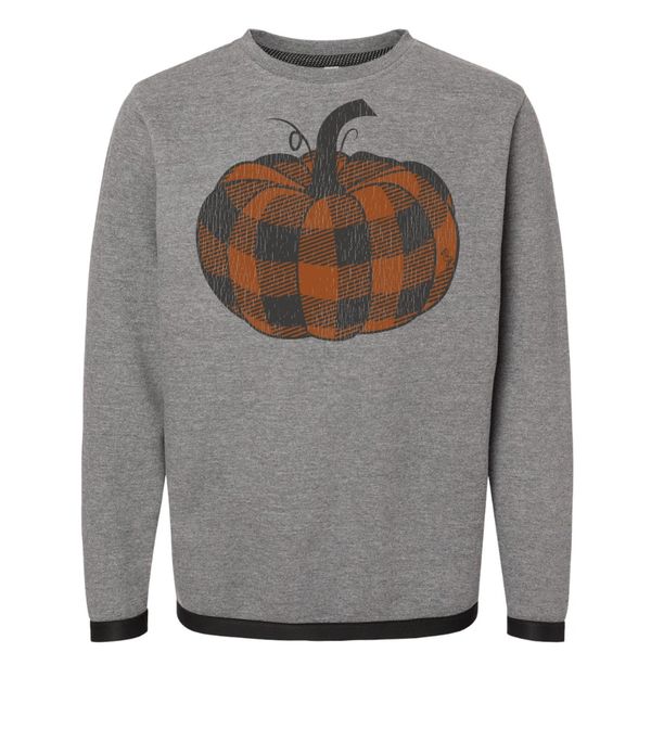 Adult Gray Buffalo Plaid Crewneck Sweatshirt