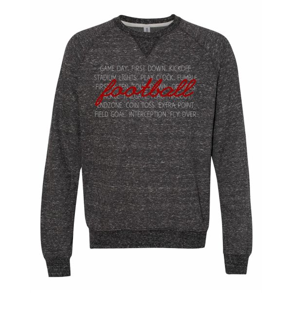 Heather Black Football Sayings Crewneck Sweatshirt