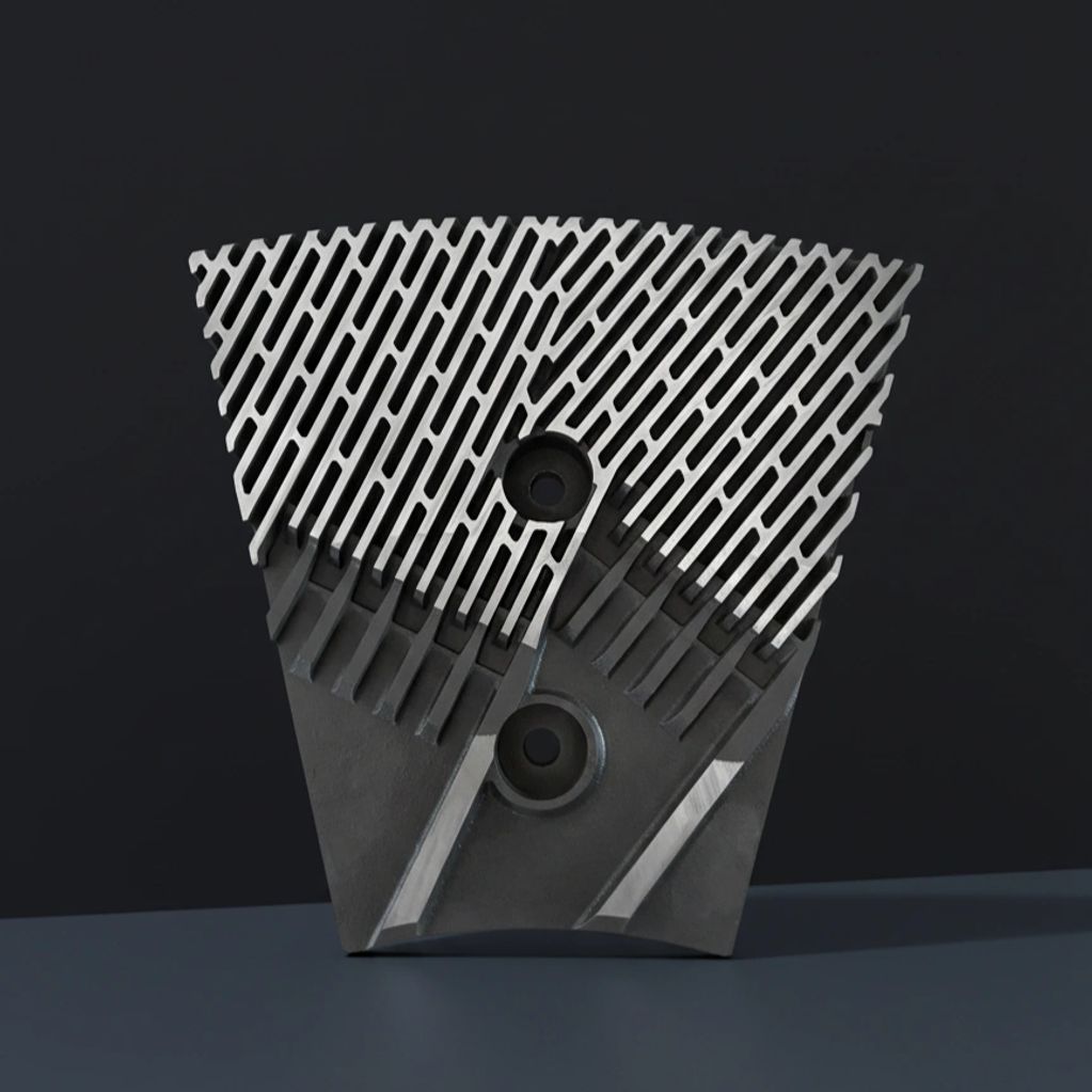 refiner plate with intricate slotted pattern and mounting holes.