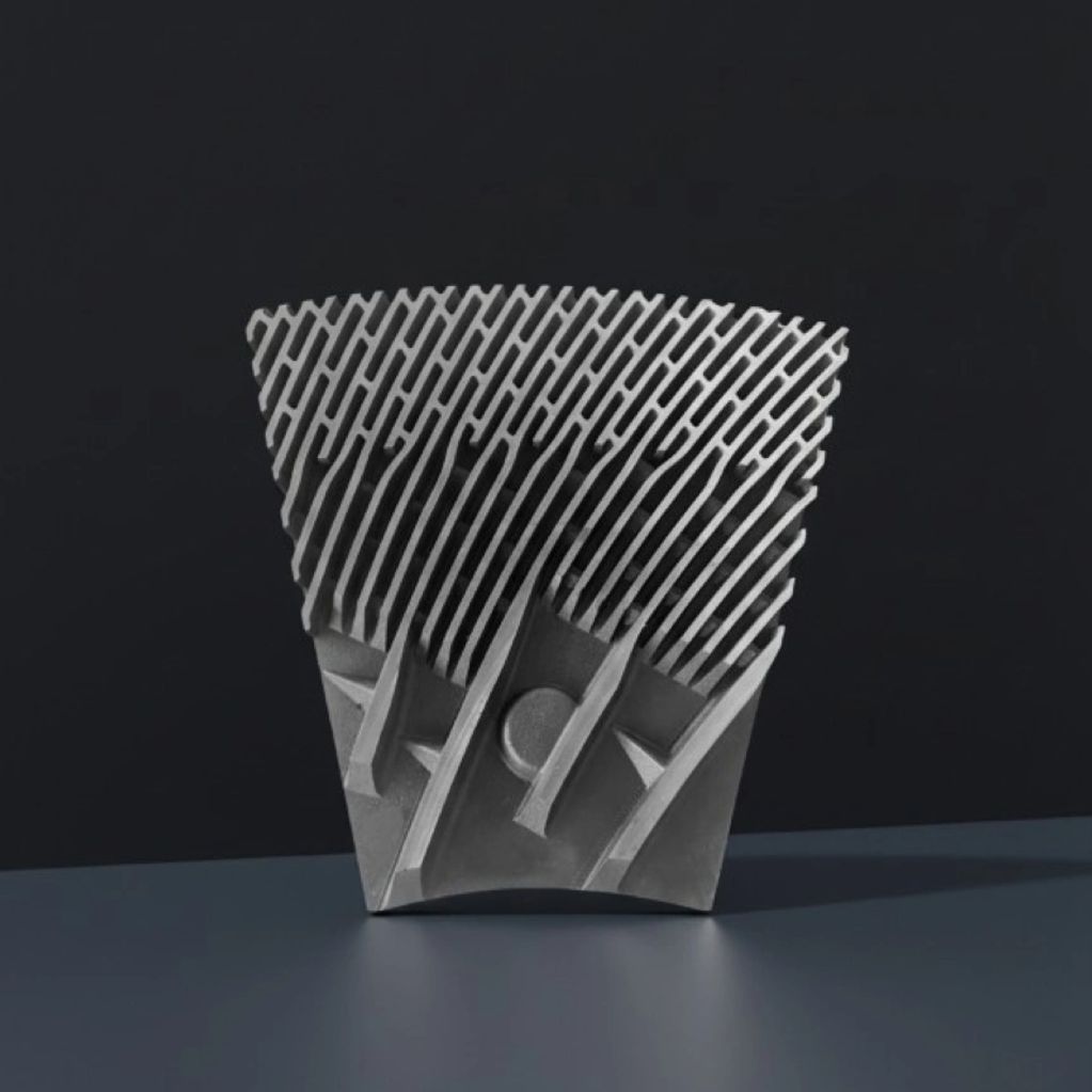 refiner plate with intricate linear patterns and geometric shapes.