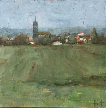 Village in Winter by Liza Hirst