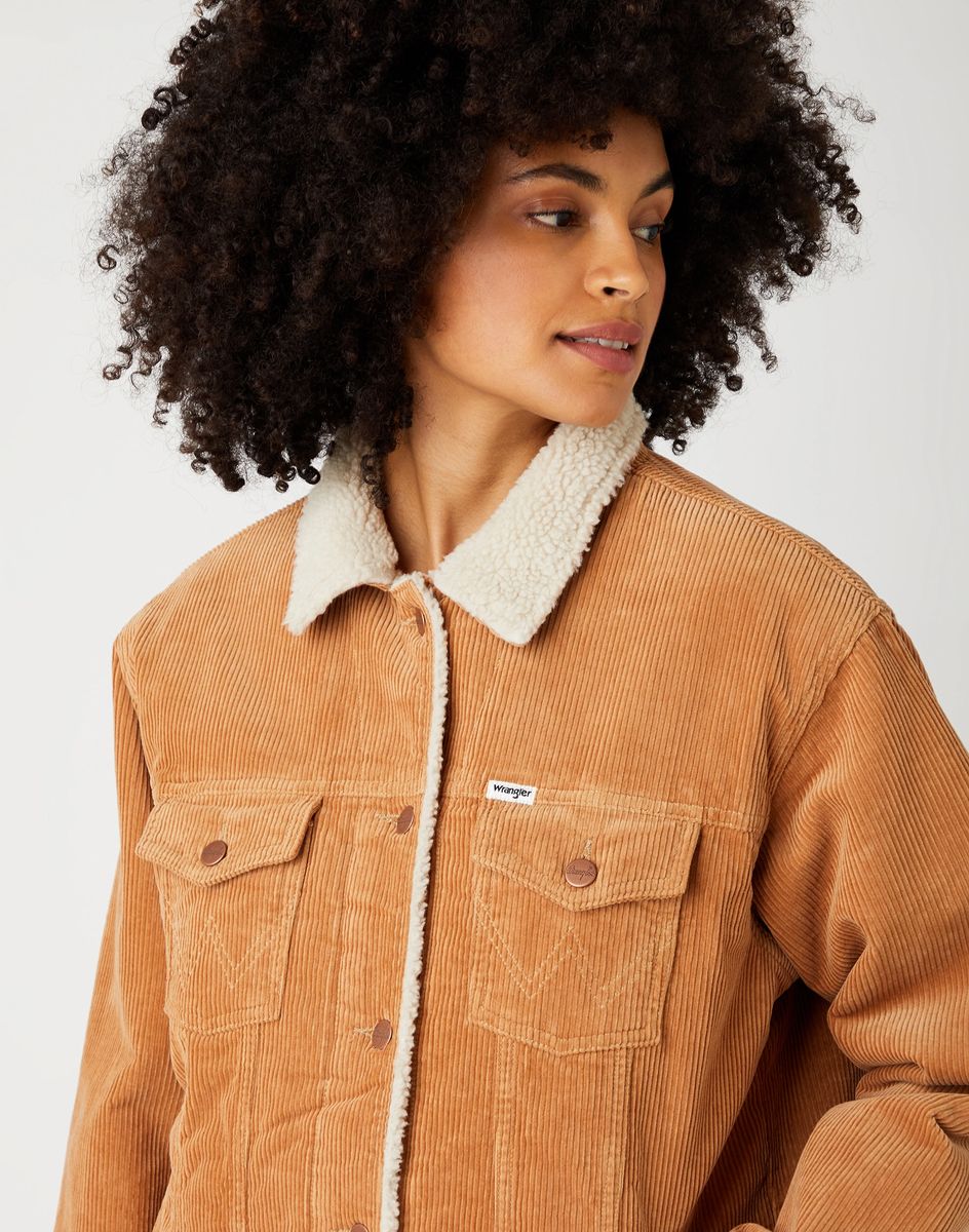 WRANGLER HERITAGE CORDUROY SHERPA JACKET IN TAN