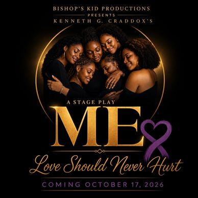 Promotional poster for the stage play 'ME: Love Should Never Hurt' coming October 17, 2026.