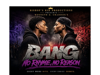 Two men face off in a dramatic poster for 'BANG No Rhyme, No Reason.'