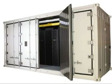 Open server rack with visible electronic equipment inside.