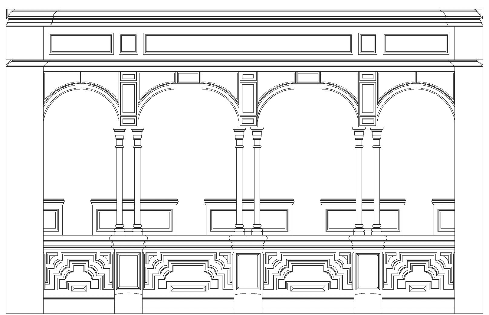Bank teller line AutoCAD drawing - elevation view