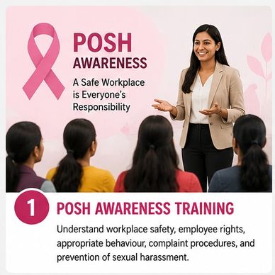 Woman conducting POSH awareness training for employees.