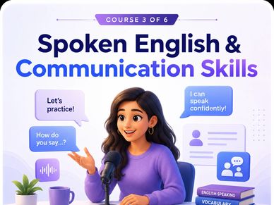 A woman practicing spoken English and communication skills.