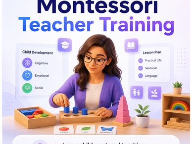Woman engaged in Montessori teacher training activities.