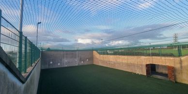 netting installed on the roof of a playing surface
