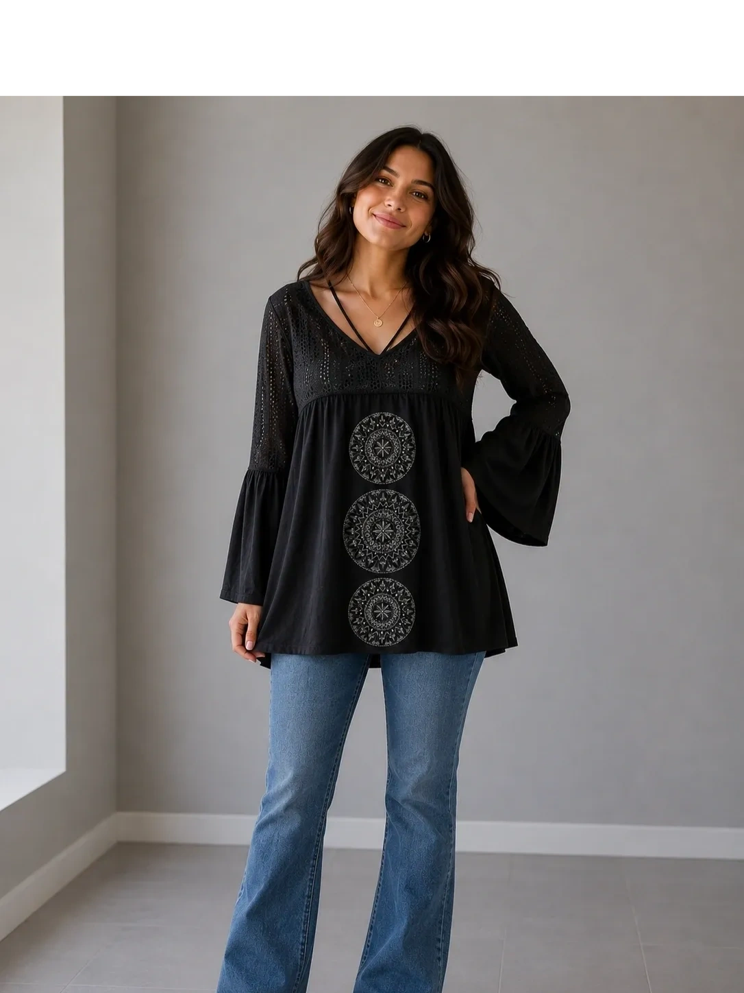Desigual Jersey & Chiffon Blouse S