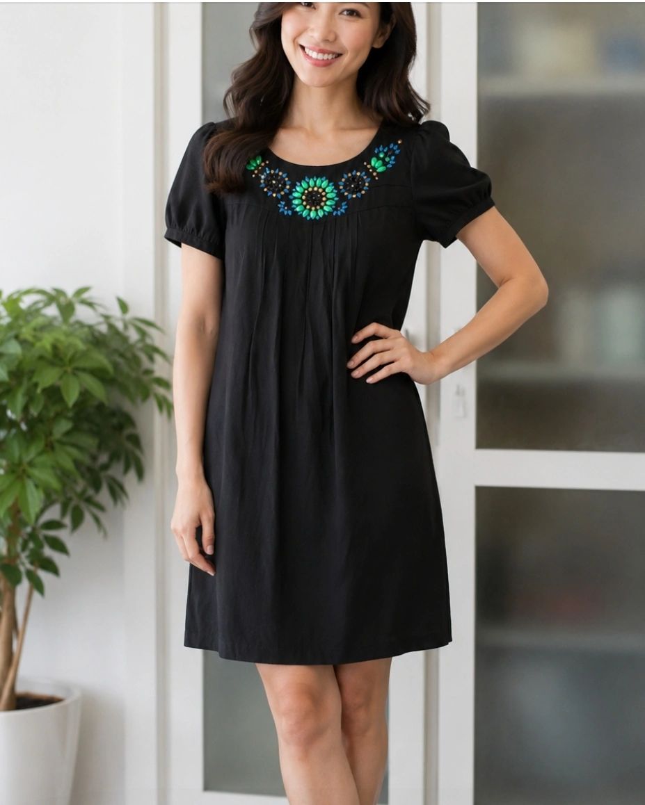 Monsoon Beaded Cotton Dress