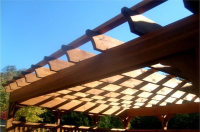 Pergola construction siding roofing windows 
