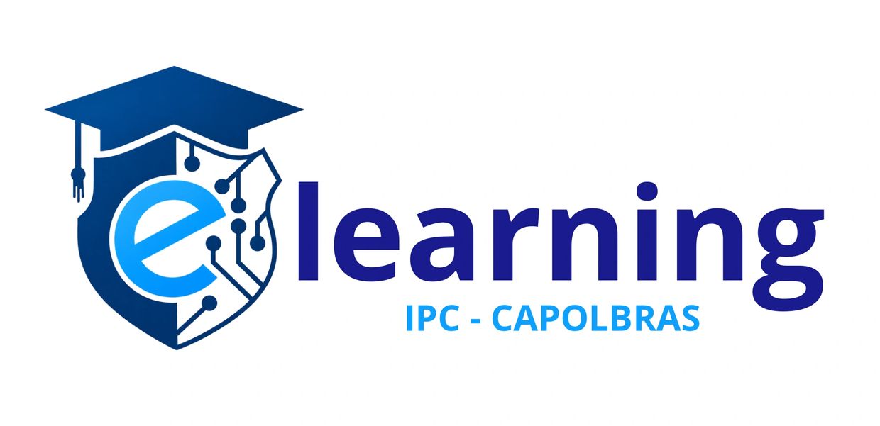 Logo for IPC-CAPOLBRAS e-learning platform with a graduation cap and digital circuit design.