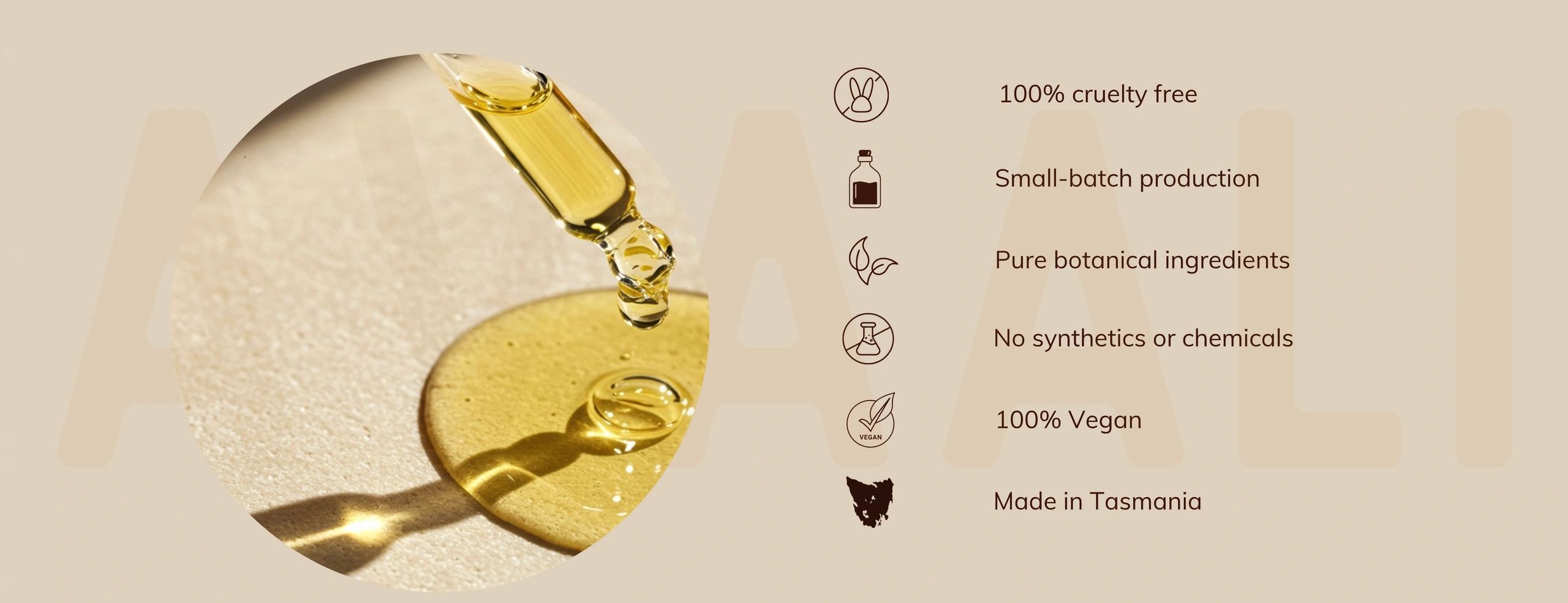Natural skincare oil with pure botanical ingredients and cruelty-free promise.