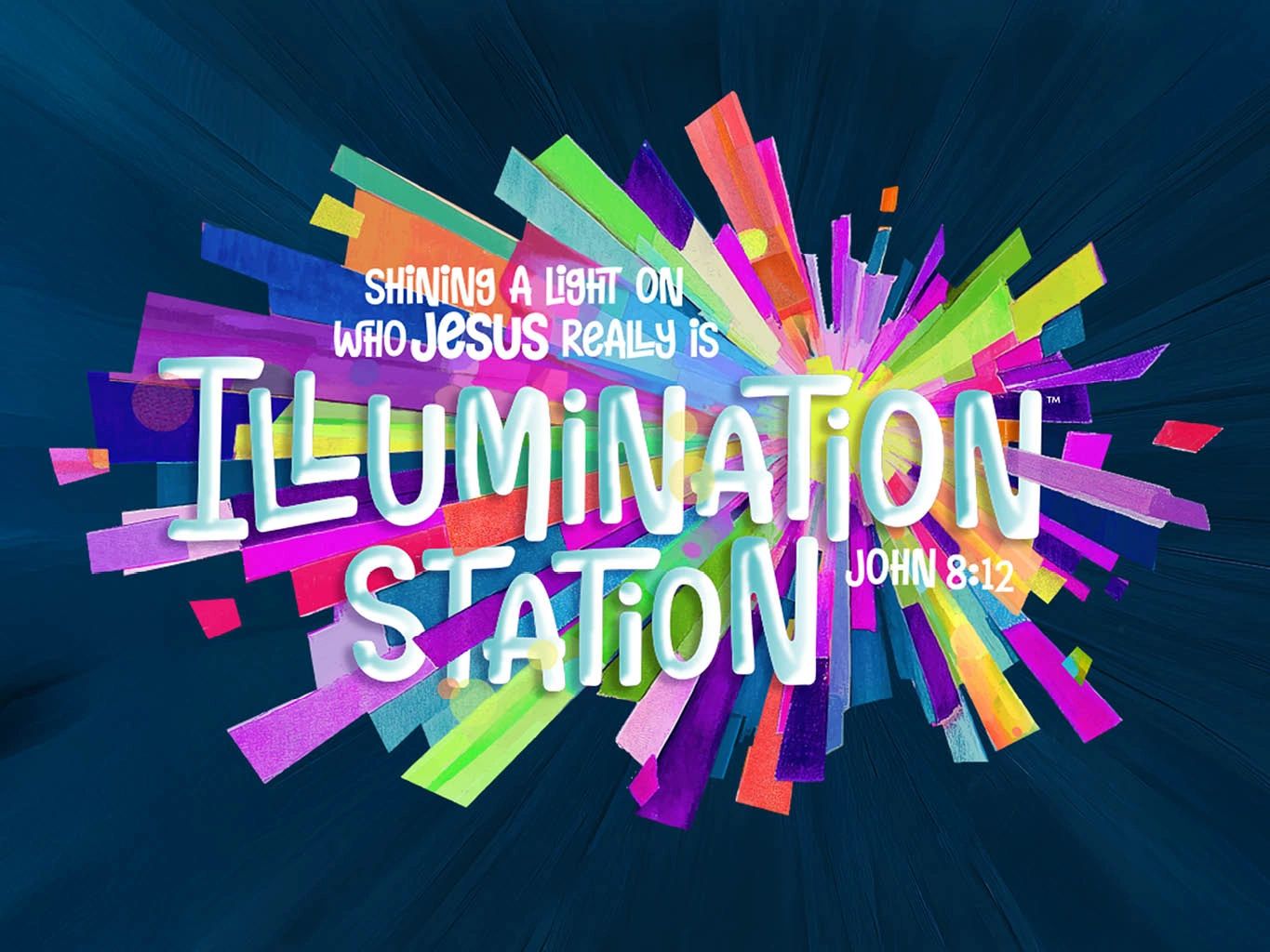 Colorful graphic text reading 'Illumination Station' with a Christian theme.