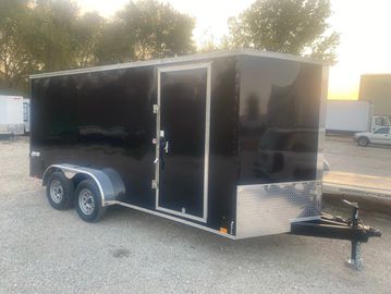 Trailer Rental 16' x 7' black enclosed bumper pull cargo trailer rental DFW