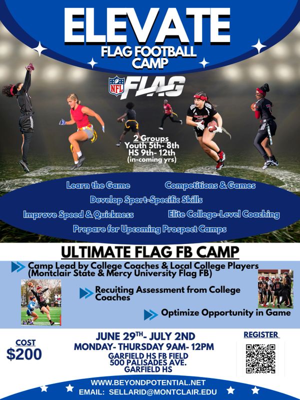 Elevate Flag Football Camp for youth and high school players with expert coaching and skill development.