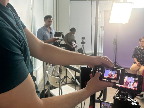 Cameraman showing his view of the filming of our ASL video series on menstrual health