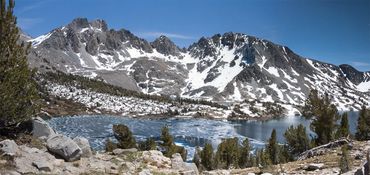 Looking down on Duck Lake in early spring  Eastern Sierra Mammoth Lakes Bsin Trail_DL12