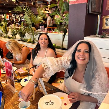 Fun and creative hen party sip and paint event with Paint & Pompom in Cardiff