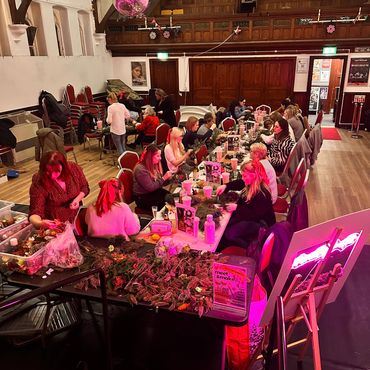 Wreath making workshop with Paint & Pompom at a theatre venue in Cardiff