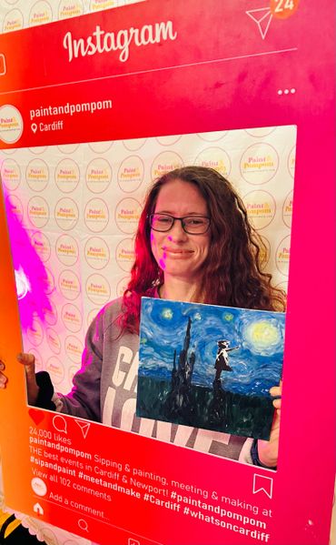 Van Gogh Starry Night sip and paint event with Paint & Pompom in Cardiff