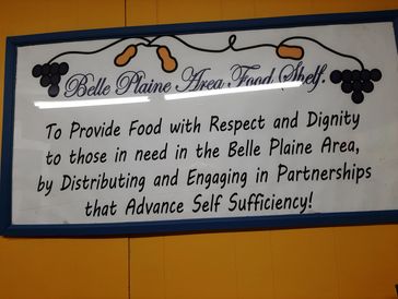 Sign for Belle Plaine Area Food Shelf.