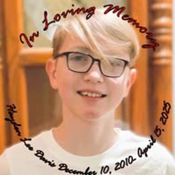 Portrait of a young boy with glasses in loving memory.