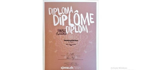 Diplom für Haudenschild Ken, 2. Preis.