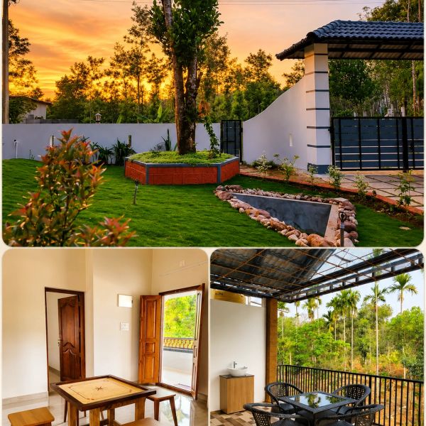 Beautiful garden, cozy interior, and outdoor seating area.