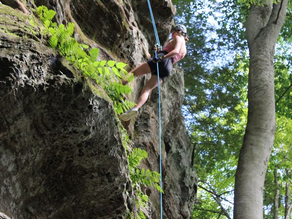 Rappelling a cliff in the hocking state forest ohio
