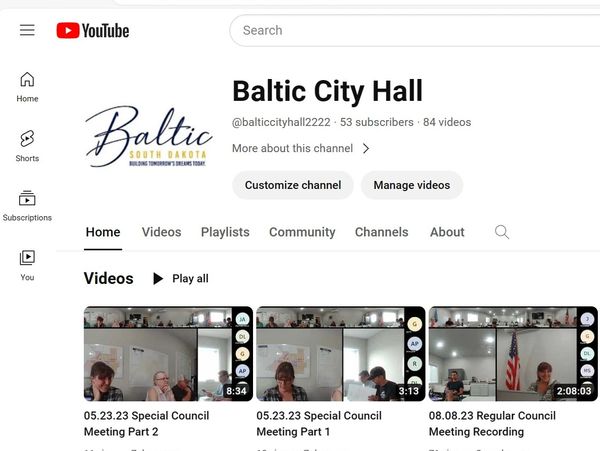 Screenshot of Baltic City Hall You Tube page.