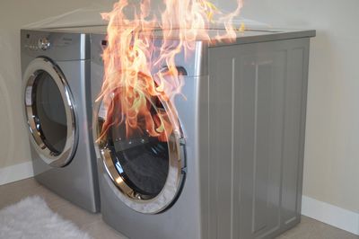 Washer and Dryer on fire due to lint buildup