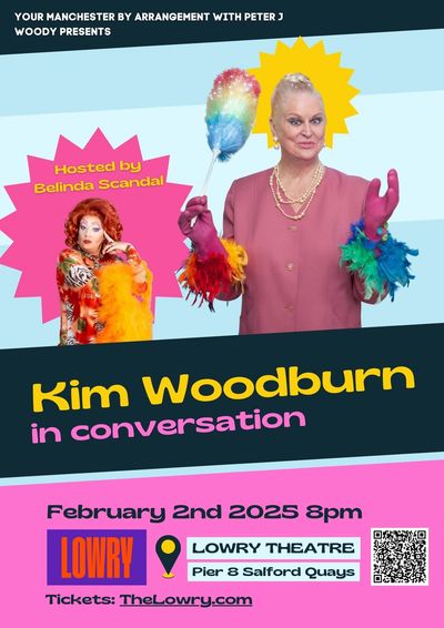 Kim Woodburn in conversation hosted by Belinda Scandal on February 2, 2025, at Lowry Theatre.