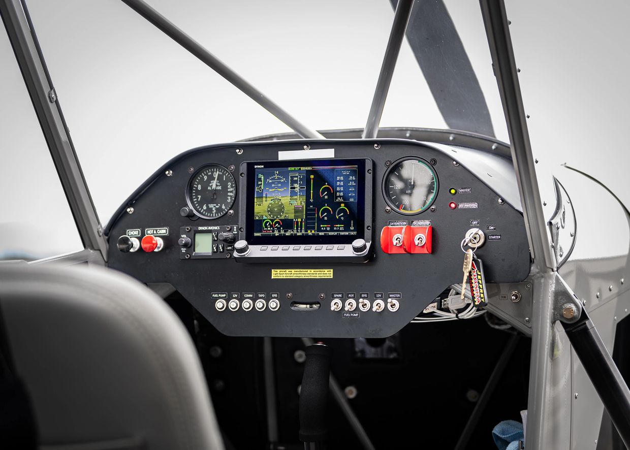 Cockpit control panel of a small aircraft.