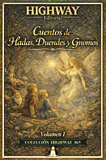 Portada de libro sobre cuentos de hadas, duendes y gnomos.