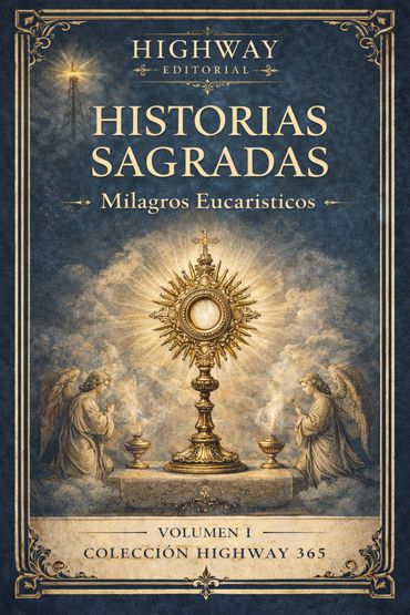 Portada de libro sobre milagros eucarísticos con diseño religioso.