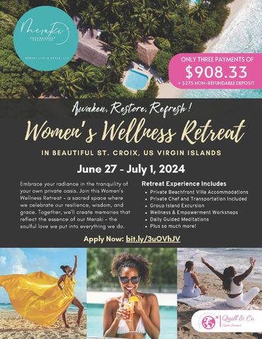 Meraki Empowerment Collective Women's Wellness Retreat Flyer