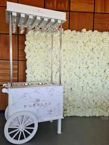 stylish champagne or prosecco cart for weddings or a party, to hire in west sussex