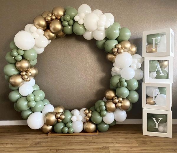 Full balloon arch with baby blocks