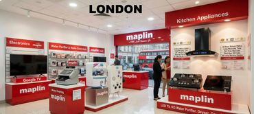 Interior of a Maplin electronics store with various kitchen appliances and gadgets.