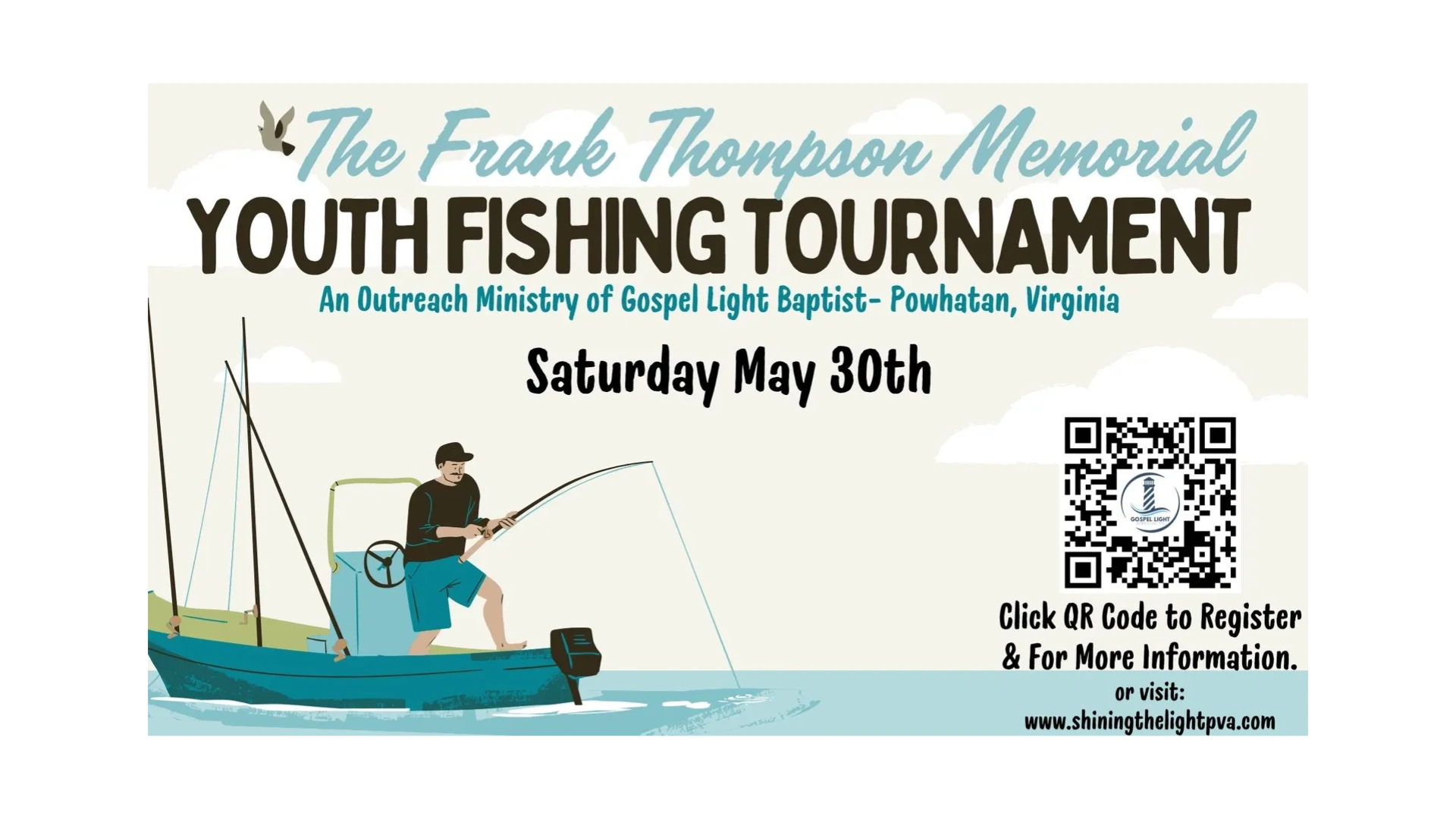 Youth fishing tournament on May 30th in Powhatan, Virginia.