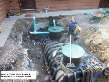 New septic tank and leach field installation