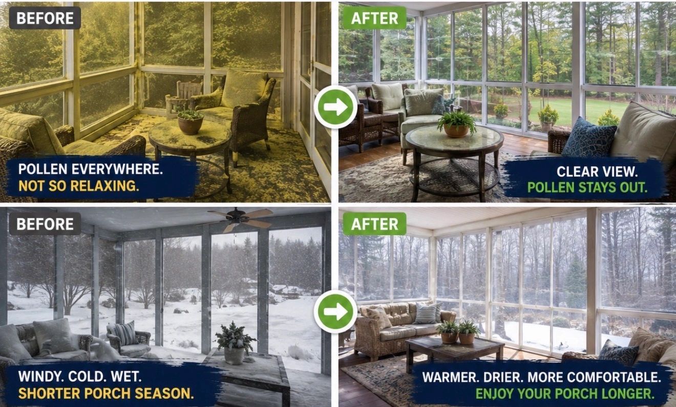 Screen Porch Pollen Protection | Clear Porch Panels Raleigh | Porch