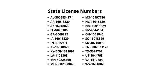 State License Numbers