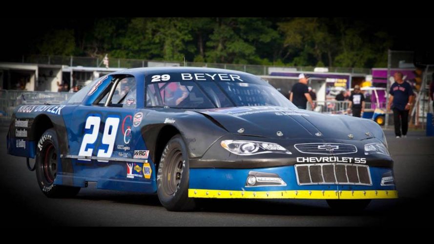 Blue and black stock car with number 29.