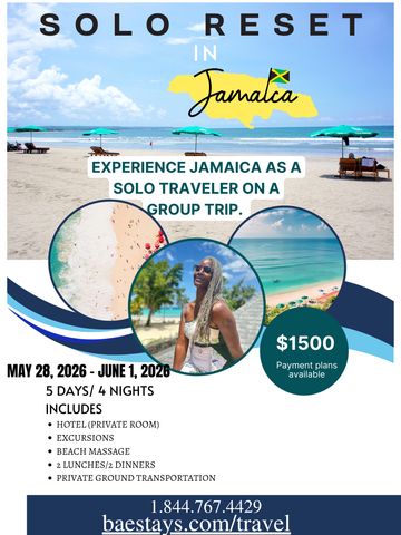 Solo travel reset trip to Jamaica with hotel, excursions, beach massage, and meals included.